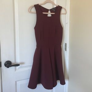 Backless cute burgundy form fitting dress sexy
